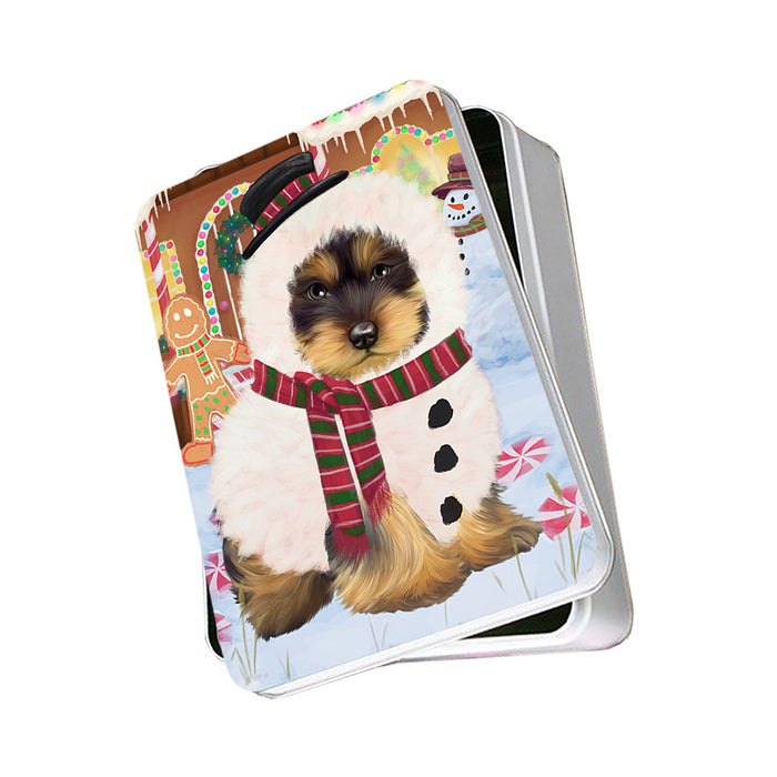 Christmas Gingerbread House Candyfest Yorkshire Terrier Dog Photo Storage Tin PITN56554