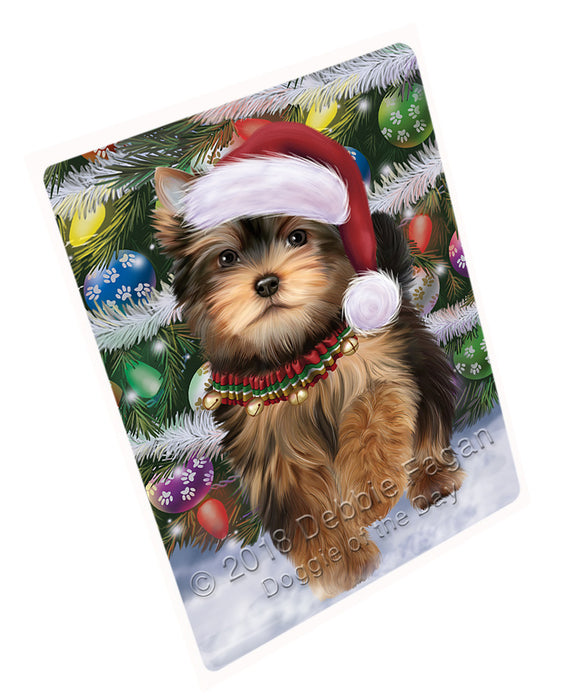 Trotting in the Snow Yorkshire Terrier Dog Large Refrigerator / Dishwasher Magnet RMAG89298