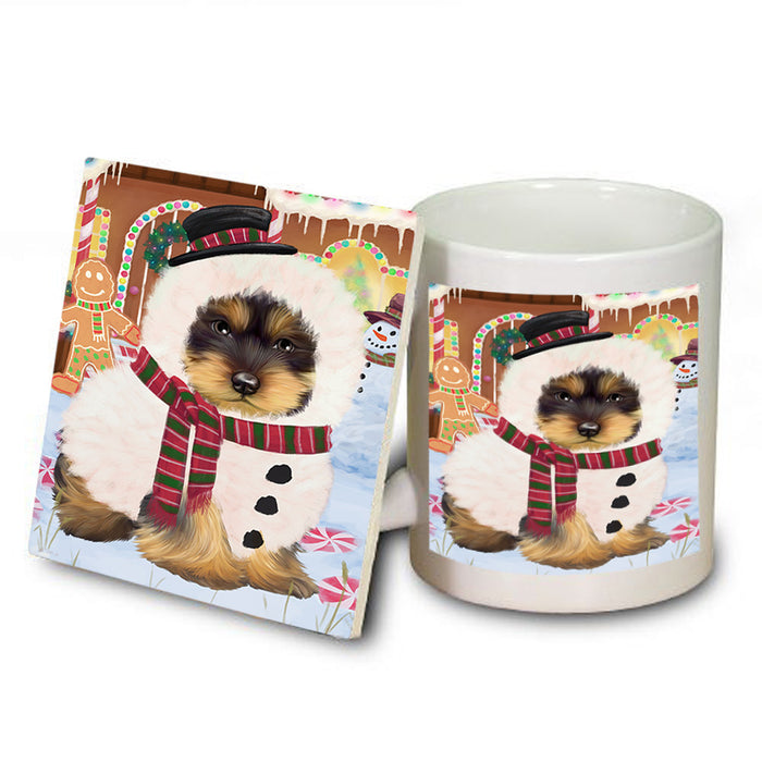 Christmas Gingerbread House Candyfest Yorkshire Terrier Dog Mug and Coaster Set MUC56603