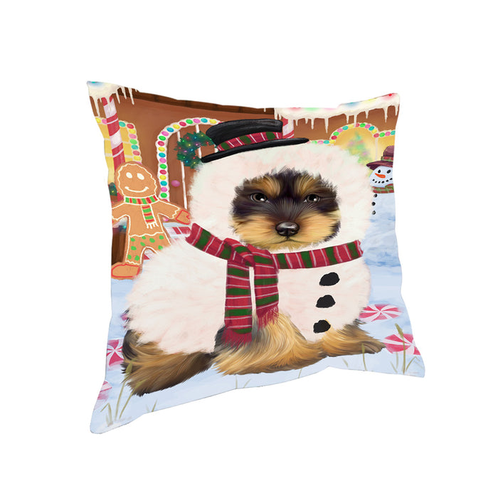 Christmas Gingerbread House Candyfest Yorkshire Terrier Dog Pillow PIL80736