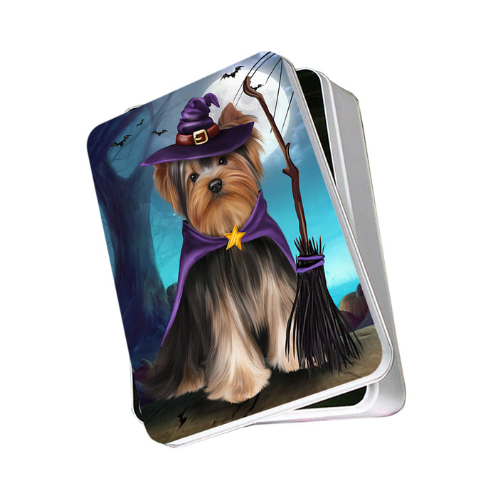 Happy Halloween Trick or Treat Yorkshire Terrier Dog Photo Storage Tin PITN54494