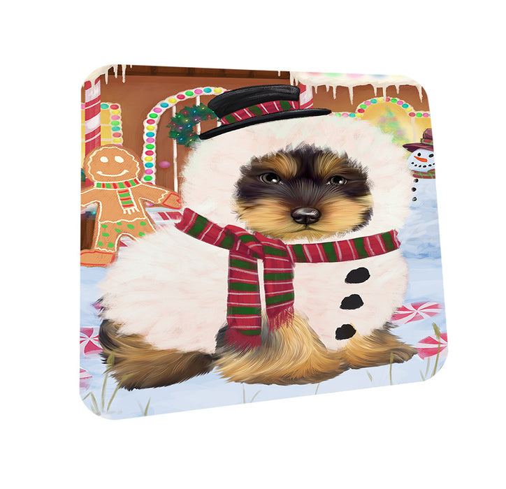 Christmas Gingerbread House Candyfest Yorkshire Terrier Dog Coasters Set of 4 CST56569