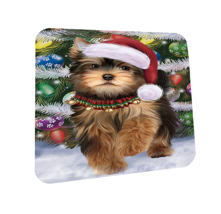 Trotting in the Snow Yorkshire Terrier Dog Coasters Set of 4 CST54566