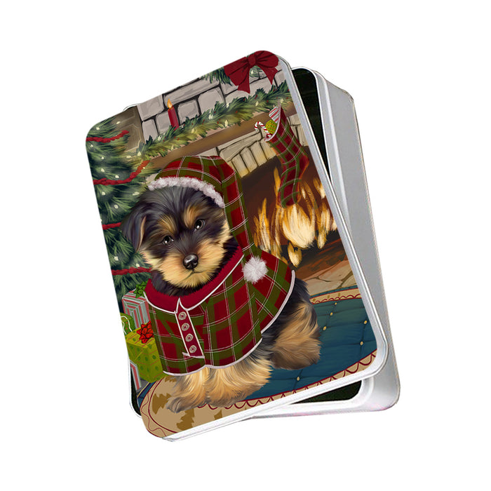 The Stocking was Hung Yorkshire Terrier Dog Photo Storage Tin PITN55616