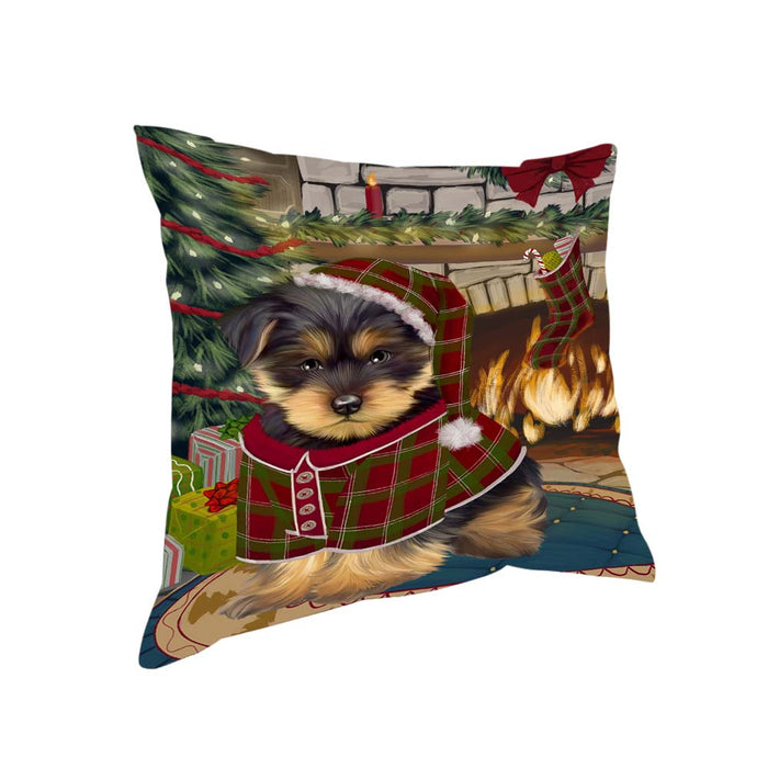 The Stocking was Hung Yorkshire Terrier Dog Pillow PIL71620