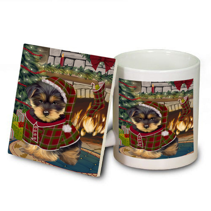 The Stocking was Hung Yorkshire Terrier Dog Mug and Coaster Set MUC55665