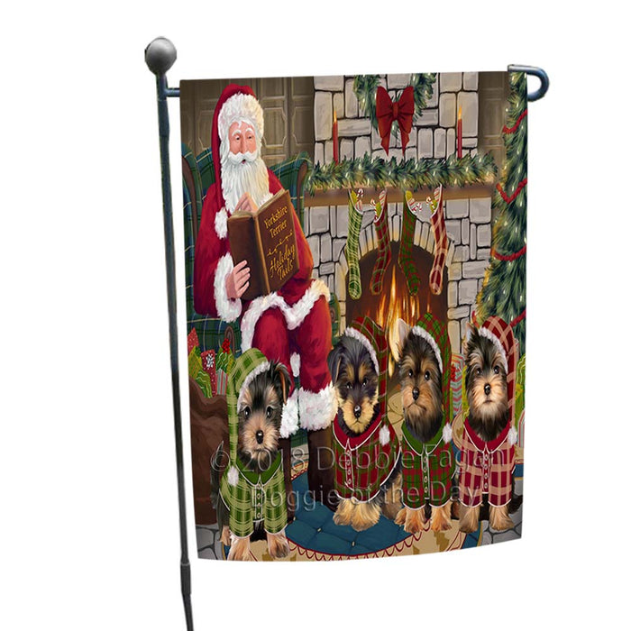 Christmas Cozy Holiday Tails Yorkshire Terriers Dog Garden Flag GFLG55696