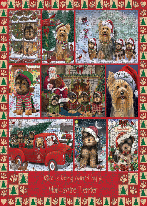 Love is Being Owned Christmas Yorkshire Terrier Dogs Puzzle with Photo Tin PUZL99556