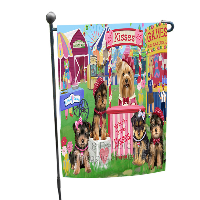 Carnival Kissing Booth Yorkshire Terriers Dog Garden Flag GFLG56601