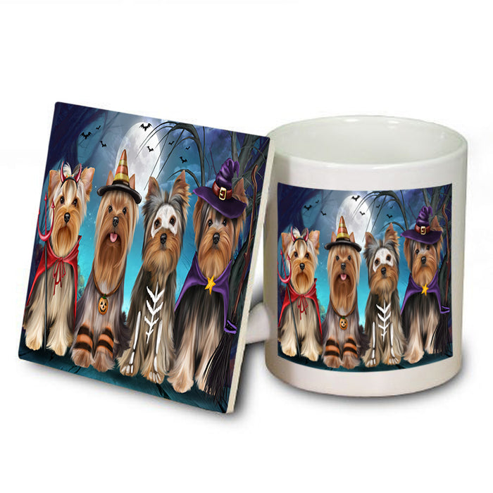 Happy Halloween Trick or Treat Yorkshire Terriers Dog Mug and Coaster Set MUC54483