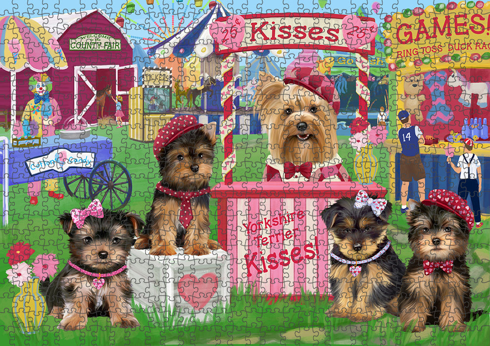 Carnival Kissing Booth Yorkshire Terriers Dog Puzzle with Photo Tin PUZL92416