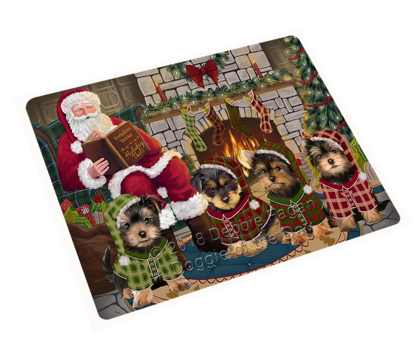 Christmas Cozy Holiday Tails Yorkshire Terriers Dog Cutting Board C71346