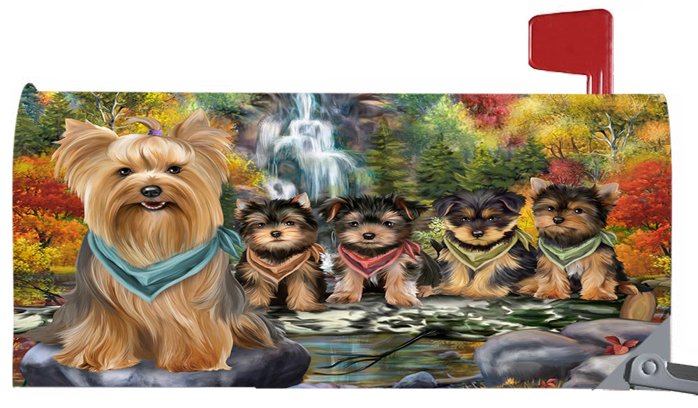 Scenic Waterfall Yorkshire Terrier Dogs Magnetic Mailbox Cover MBC48771