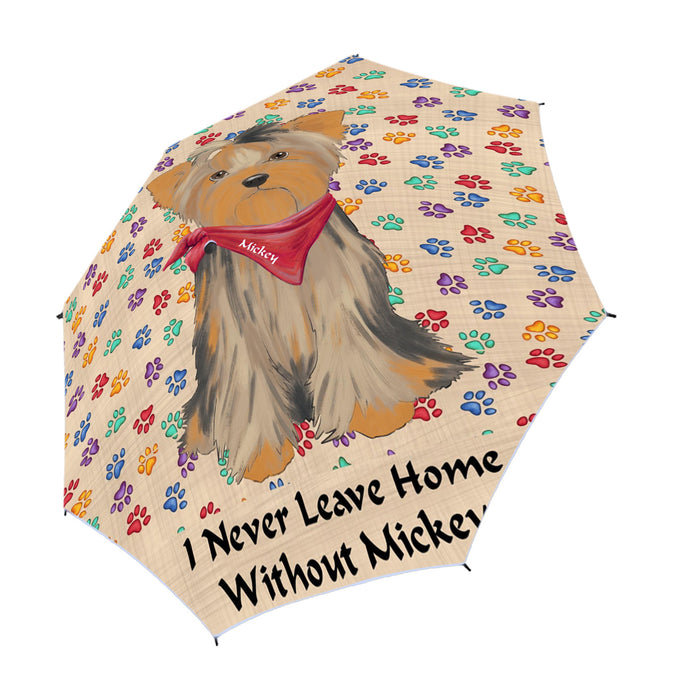 Custom Pet Name Personalized I never Leave Home Yorkshire Terrier Dog Semi-Automatic Foldable Umbrella