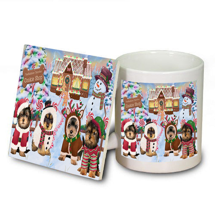 Holiday Gingerbread Cookie Shop Yorkshire Terriers Dog Mug and Coaster Set MUC56627