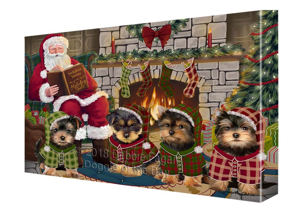 Christmas Cozy Holiday Tails Yorkshire Terriers Dog Canvas Print Wall Art Décor CVS118556