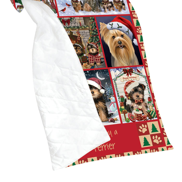 Love is Being Owned Christmas Yorkshire Terrier Dogs Quilt