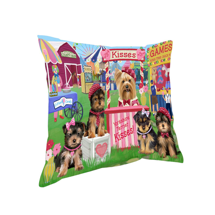 Carnival Kissing Booth Yorkshire Terriers Dog Pillow PIL78504