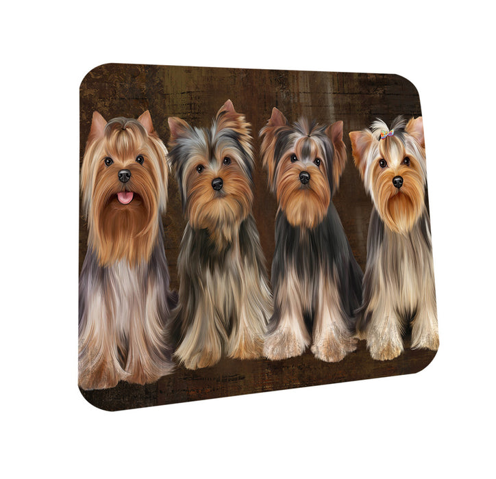 Rustic 4 Yorkshire Terriers Dog Coasters Set of 4 CST54333
