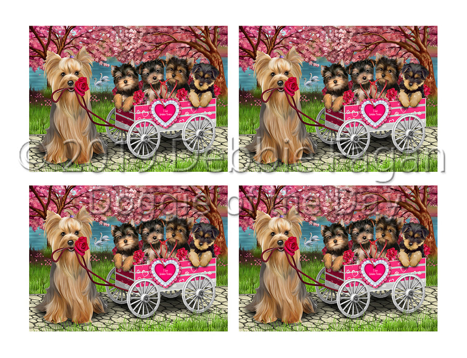 I Love Yorkshire Terrier Dogs in a Cart Placemat