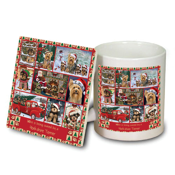 Love is Being Owned Christmas Yorkshire Terrier Dogs Mug and Coaster Set MUC57262