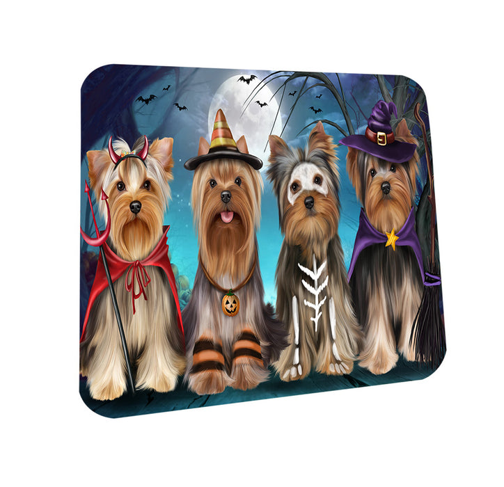 Happy Halloween Trick or Treat Yorkshire Terriers Dog Coasters Set of 4 CST54449