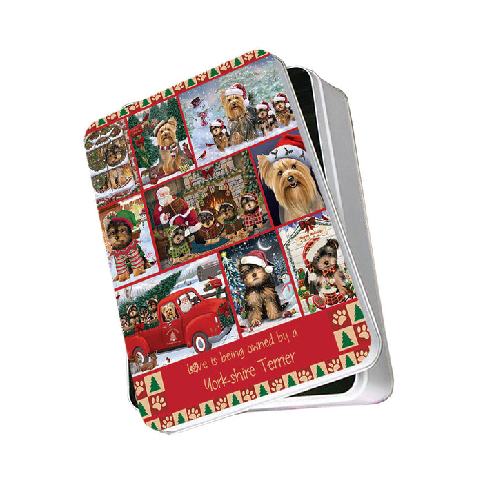 Love is Being Owned Christmas Yorkshire Terrier Dogs Photo Storage Tin PITN57213