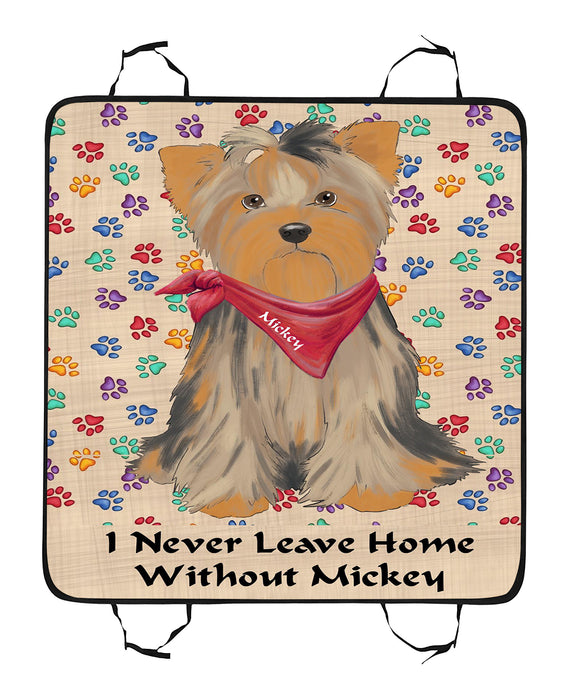 Personalized I Never Leave Home Paw Print Yorkshire Terrier Dogs Pet Back Car Seat Cover