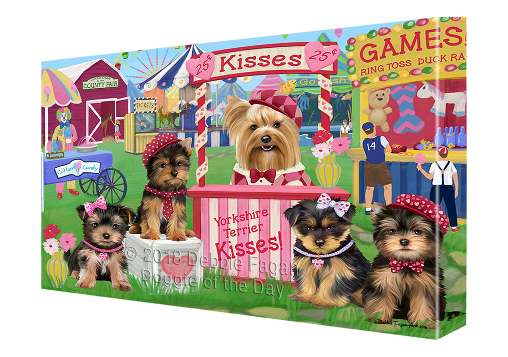 Carnival Kissing Booth Yorkshire Terriers Dog Canvas Print Wall Art Décor CVS126701