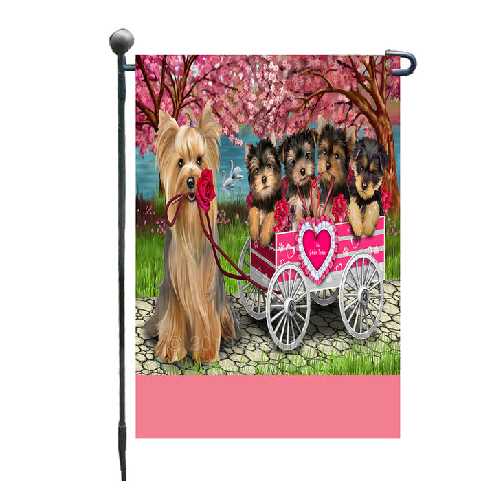 Personalized I Love Yorkshire Terrier Dogs in a Cart Custom Garden Flags GFLG-DOTD-A62204