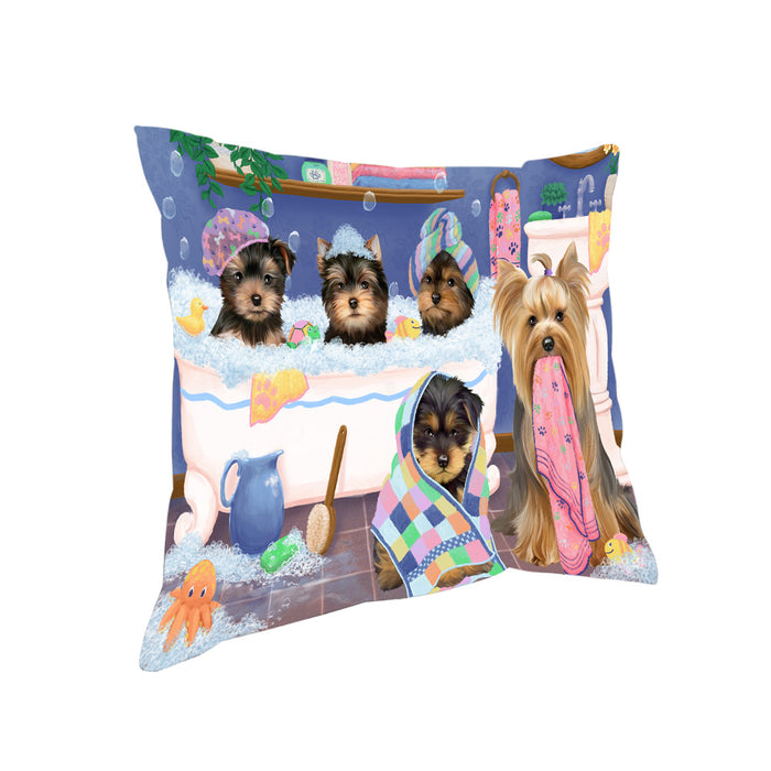 Rub A Dub Dogs In A Tub Yorkshire Terriers Dog Pillow PIL81644