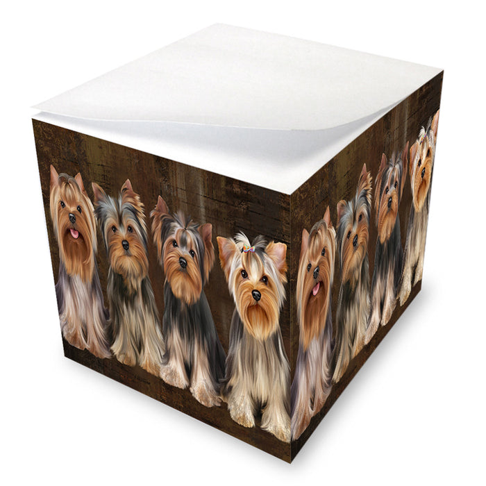 Rustic 4 Yorkshire Terriers Dog Note Cube NOC56021