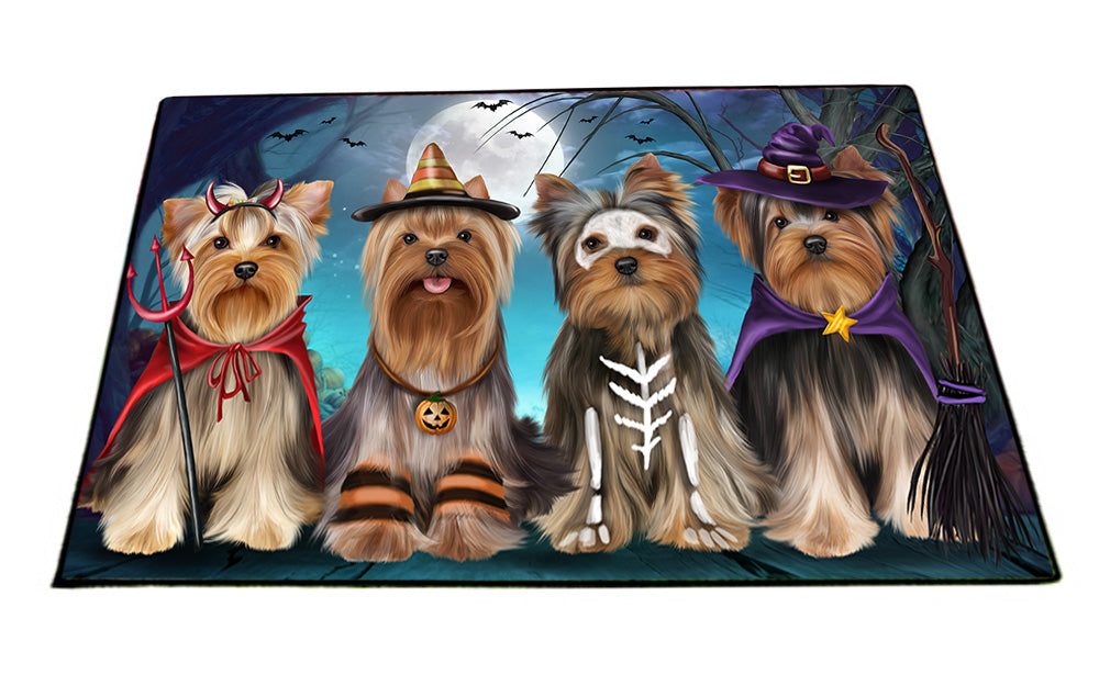 Happy Halloween Trick or Treat Yorkshire Terriers Dog Floormat FLMS54727