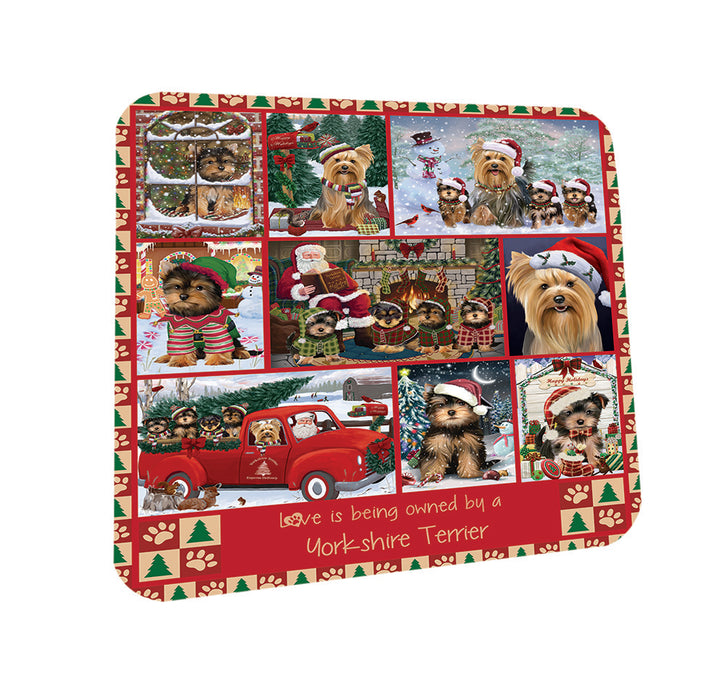 Love is Being Owned Christmas Yorkshire Terrier Dogs Coasters Set of 4 CST57228
