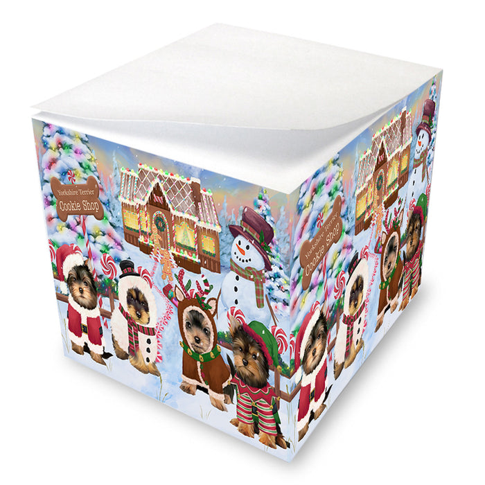 Holiday Gingerbread Cookie Shop Yorkshire Terriers Dog Note Cube NOC54707