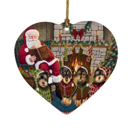 Christmas Cozy Holiday Tails Yorkshire Terriers Dog Heart Christmas Ornament HPOR55759