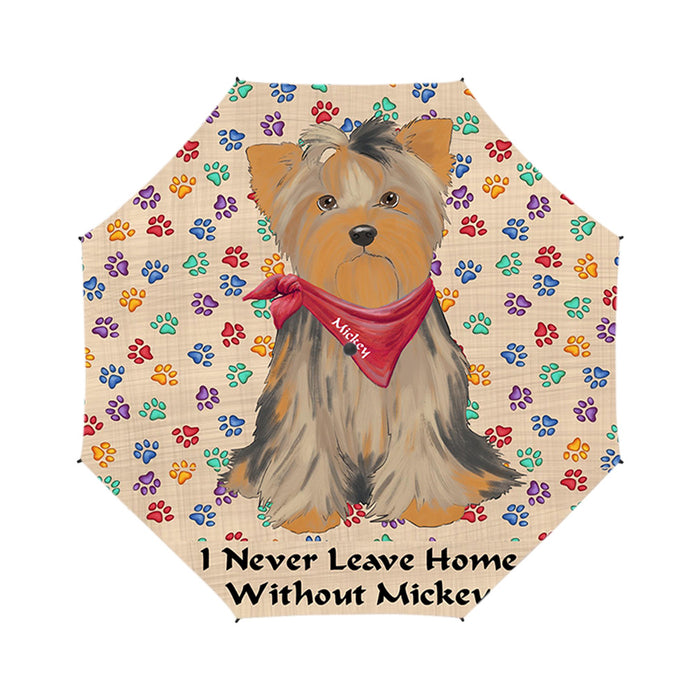 Custom Pet Name Personalized I never Leave Home Yorkshire Terrier Dog Semi-Automatic Foldable Umbrella