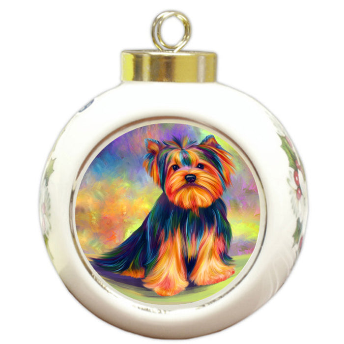 Paradise Wave Yorkshire Terrier Dog Round Ball Christmas Ornament RBPOR56444