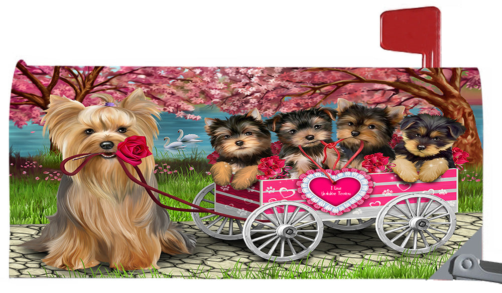 I Love Yorkshire Terrier Dogs in a Cart Magnetic Mailbox Cover MBC48602