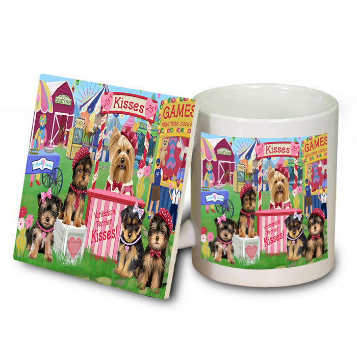 Carnival Kissing Booth Yorkshire Terriers Dog Mug and Coaster Set MUC56045