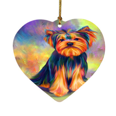 Paradise Wave Yorkshire Terrier Dog Heart Christmas Ornament HPOR56444