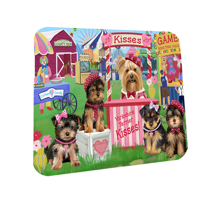 Carnival Kissing Booth Yorkshire Terriers Dog Coasters Set of 4 CST56011