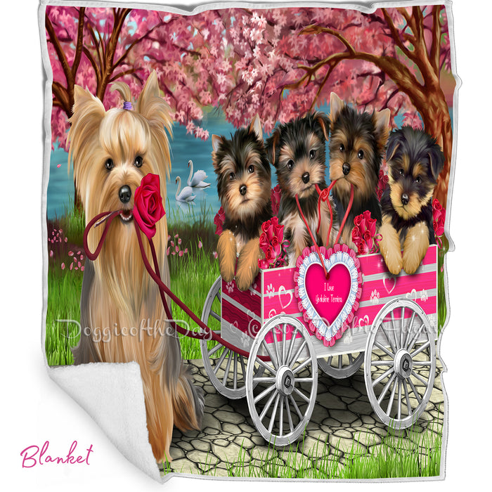 Mother's Day Gift Basket Yorkshire Terrier Dogs Blanket, Pillow, Coasters, Magnet, Coffee Mug and Ornament