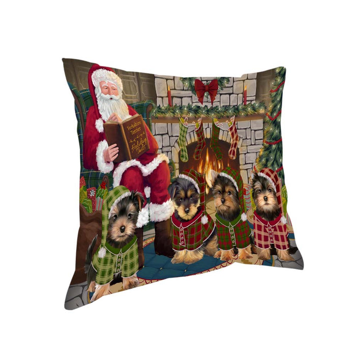 Christmas Cozy Holiday Tails Yorkshire Terriers Dog Pillow PIL70540