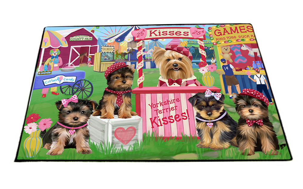 Carnival Kissing Booth Yorkshire Terriers Dog Floormat FLMS53088