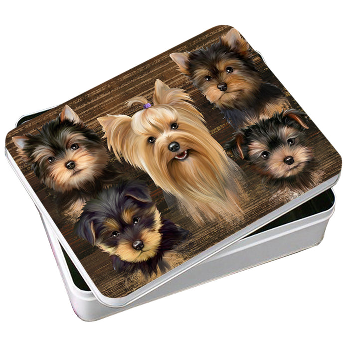 Rustic 5 Yorkshire Terriers Dog Photo Storage Tin PITN50296