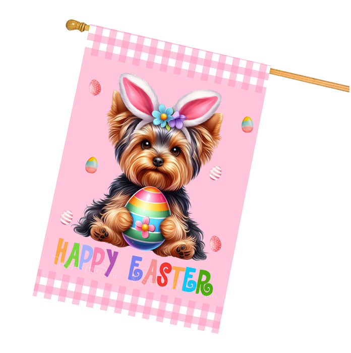Yorkshire Terrier Dog Easter Day House Flags with Multi Design - Double Sided Easter Festival Gift for Home Decoration  - Holiday Dogs Flag Decor 28" x 40"