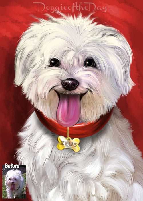 Digital Painting PERSONALIZED Caricature PET PORTRAIT! Custom Pet Dog or Cat Art