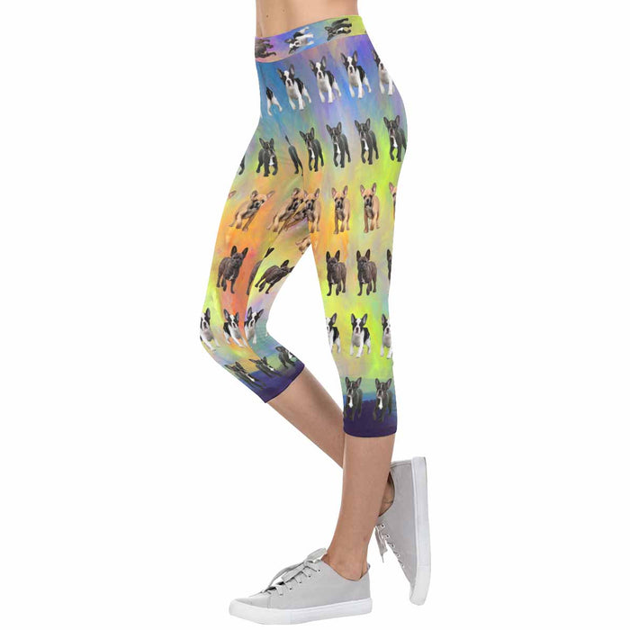 French Bulldogs  All-Over Low Rise Capri Leggings (Model L08)