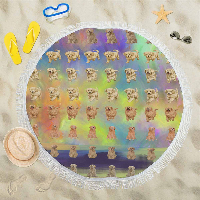 Golden Retriever Dog  Round Beach Mat 59’’